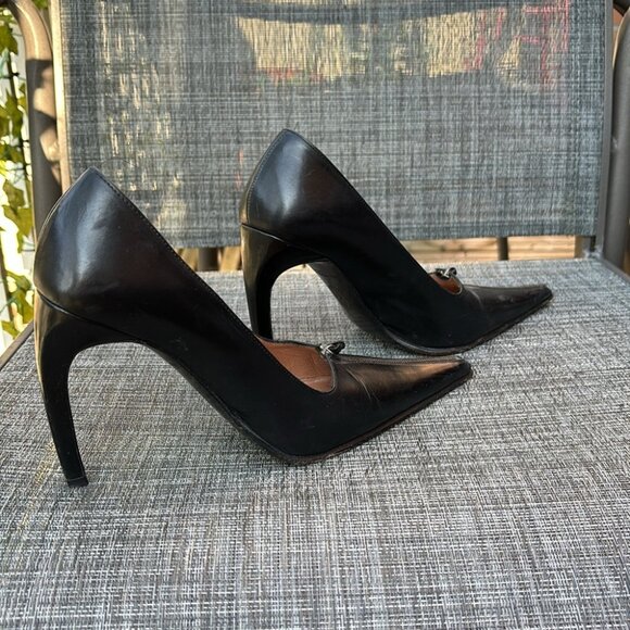Vintage leather pointed toe heel - Picture 7 of 9
